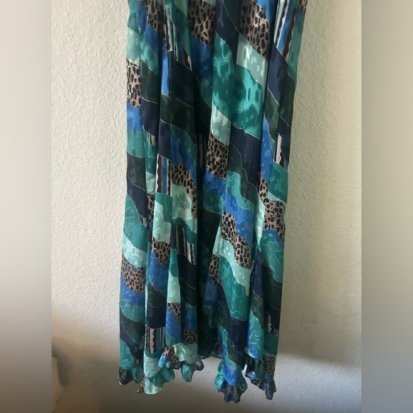 Hutch Womens 2 Blue Animal Print Maxi Ruffle Strap Patchwork Dress Fairy - Picture 13 of 15